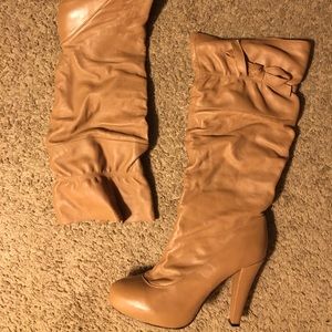 Leather Near Knee High Boots